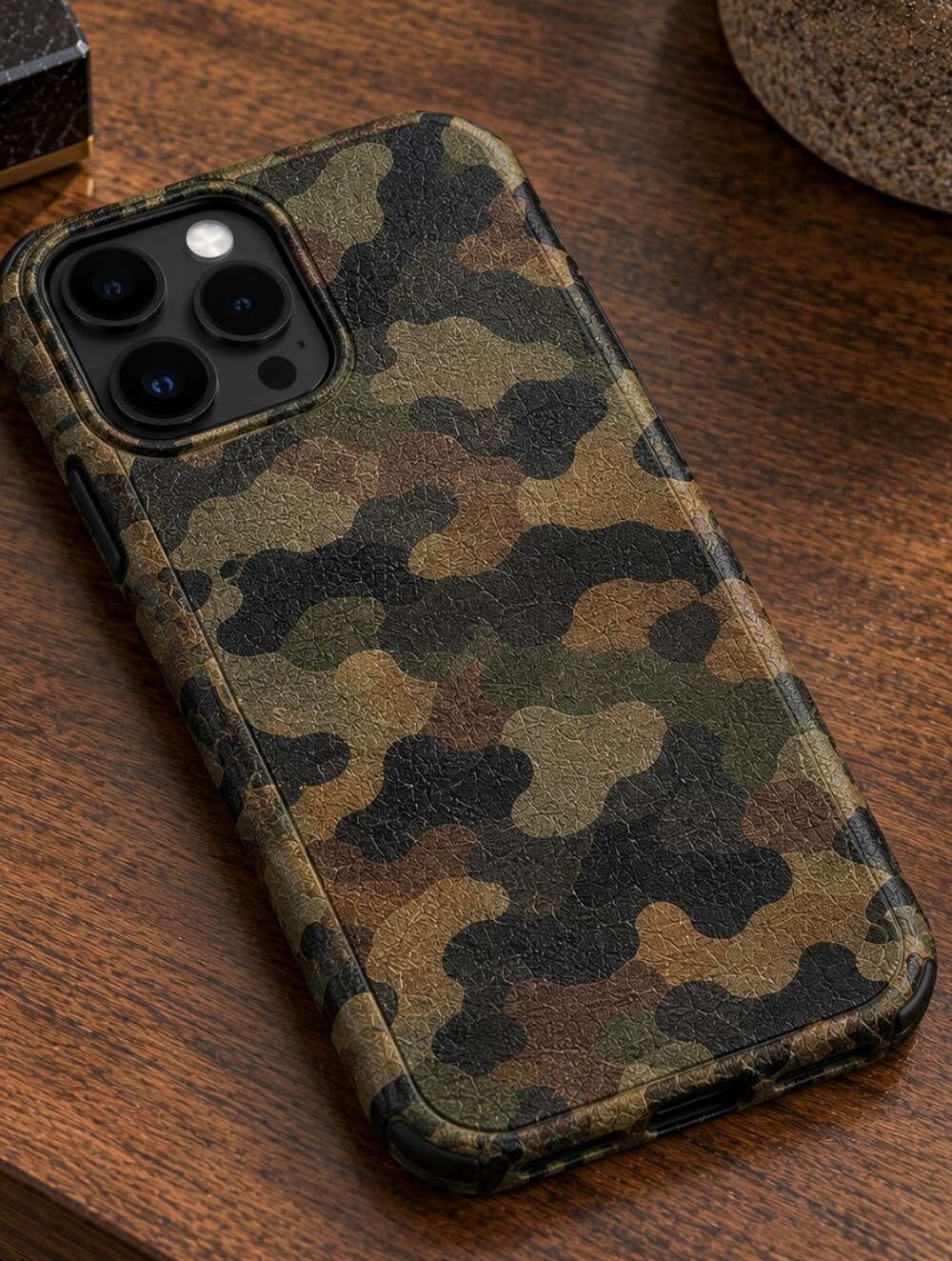 Apple Camo Phone Case in Olive, Black & Brown